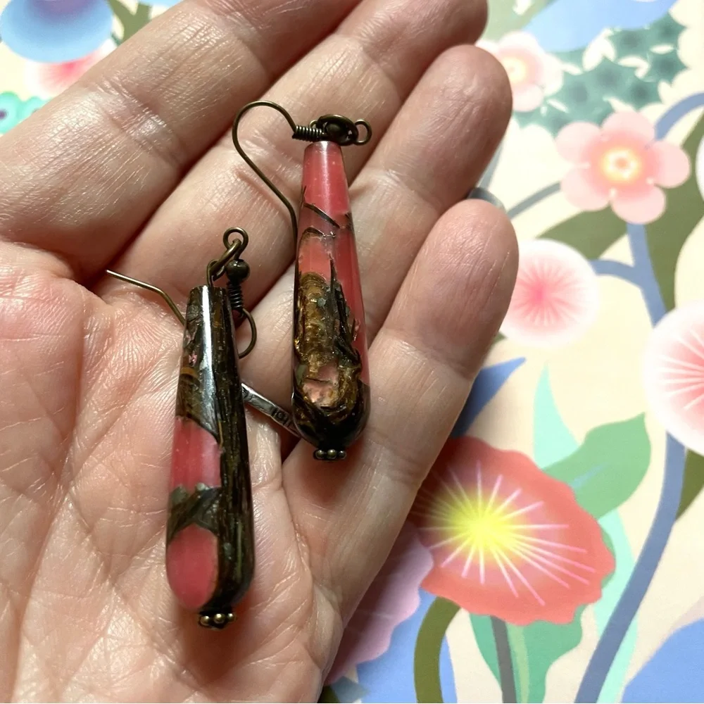 🦄 ⚡️💜  SALE vintage modern acrylic lucite drop earrings art teacher bohemia
